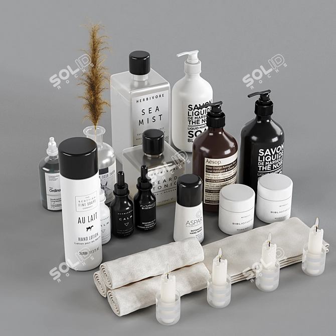 Modern Bathroom Accessories Set 3D model image 2