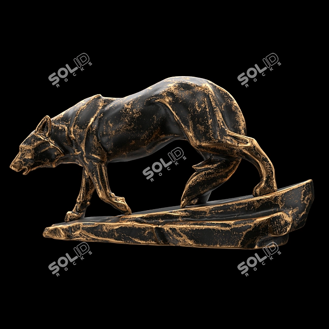 Majestic Wolf Sculpture 3D model image 1