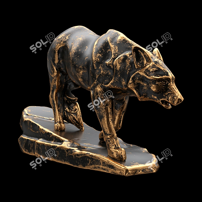 Majestic Wolf Sculpture 3D model image 2