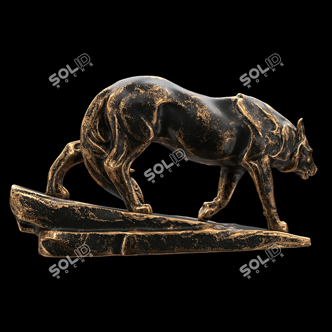 Majestic Wolf Sculpture 3D model image 3