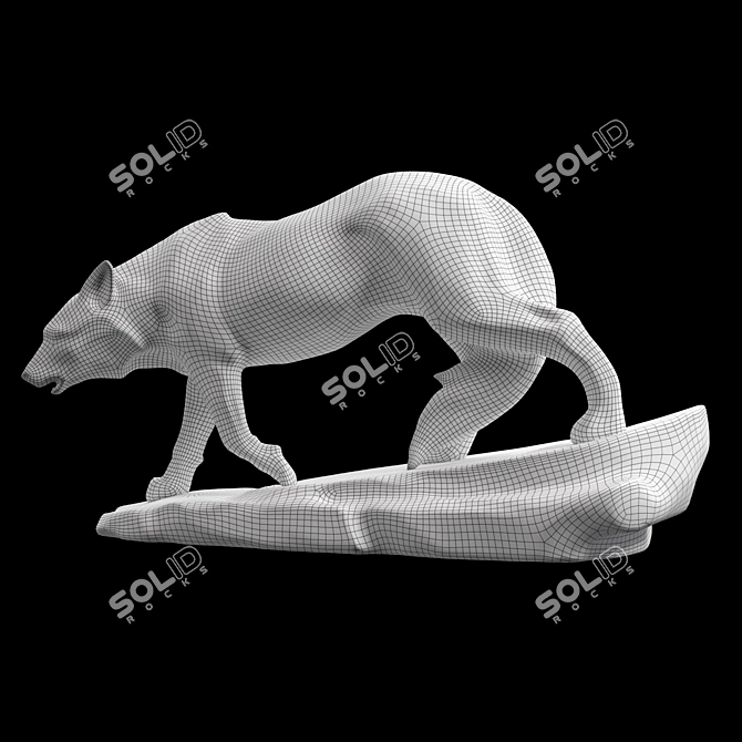 Majestic Wolf Sculpture 3D model image 4