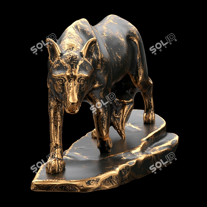 Majestic Wolf Sculpture 3D model image 5