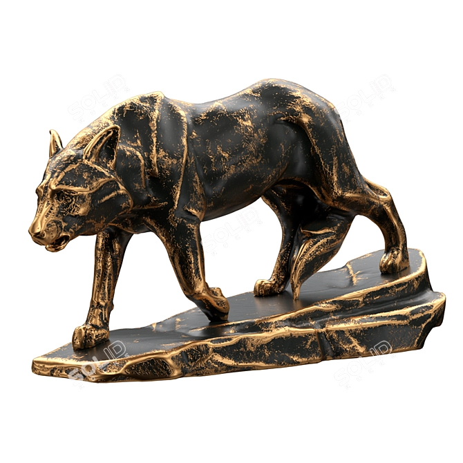 Majestic Wolf Sculpture 3D model image 8