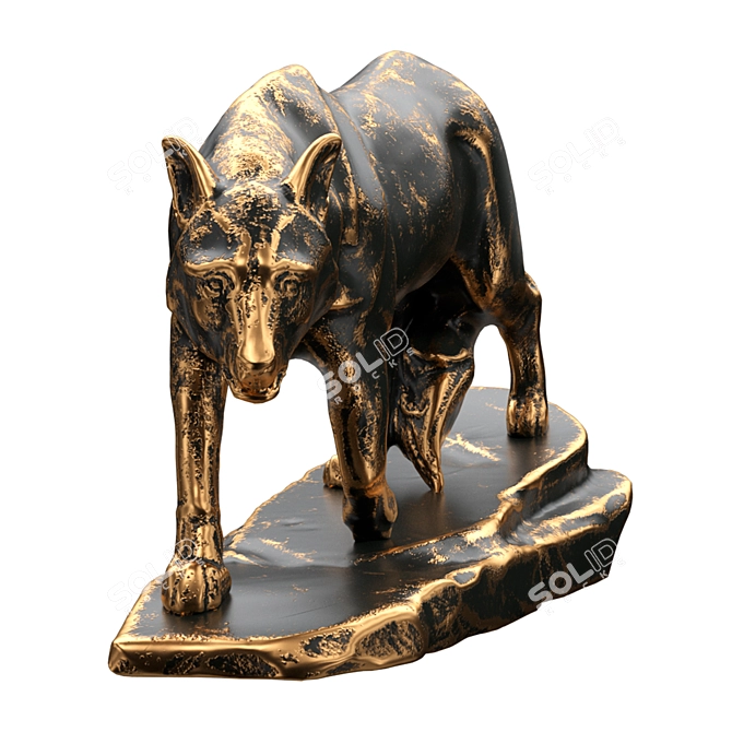 Majestic Wolf Sculpture 3D model image 9