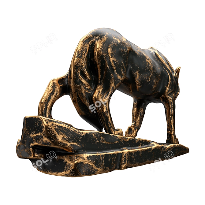 Majestic Wolf Sculpture 3D model image 11