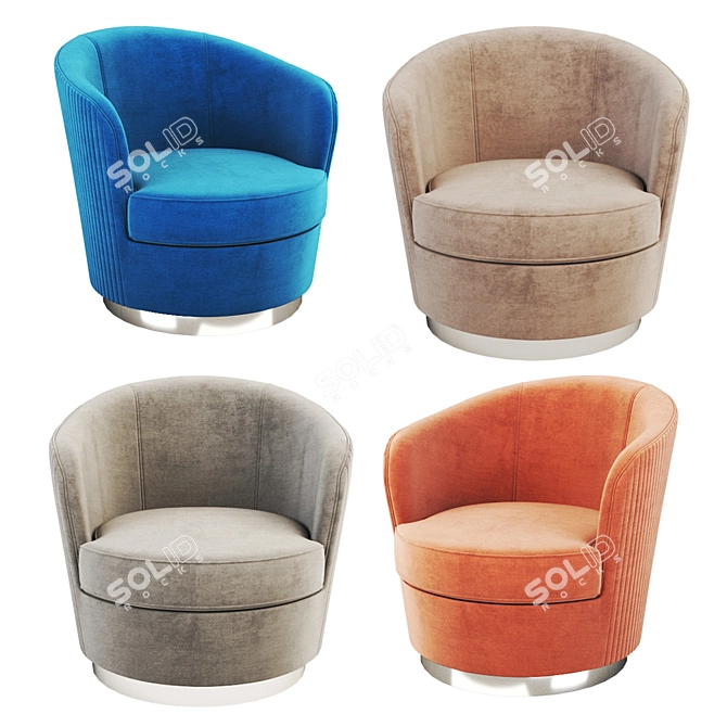 Elegant Dove Grey Swivel Chair 3D model image 2