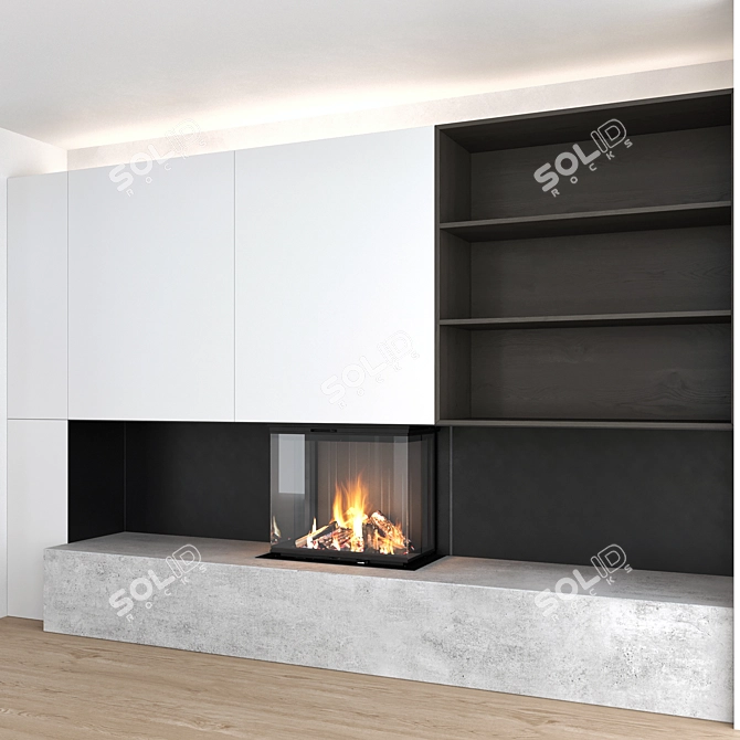 Modern Fireplace Wall Set 3D model image 1