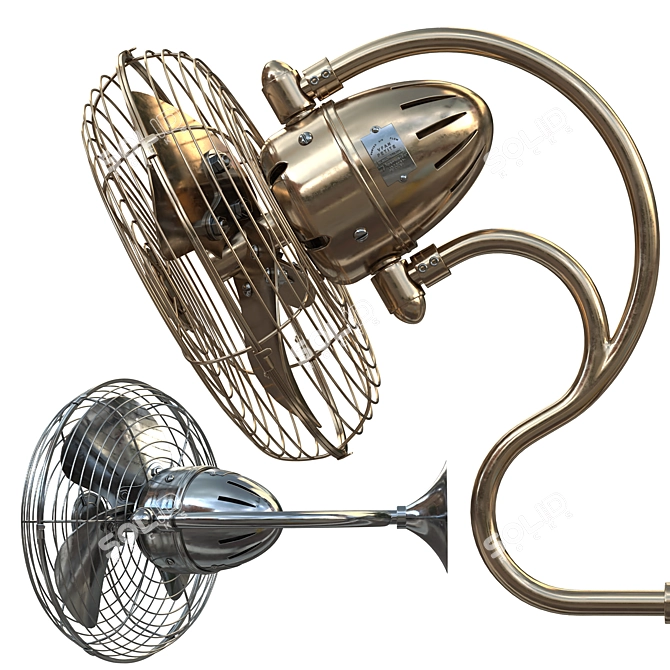 Art Nouveau Oscillating Wall Fan 3D model image 2