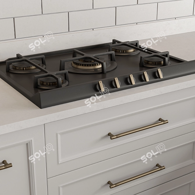 Modern White Kitchen Set 3D model image 3