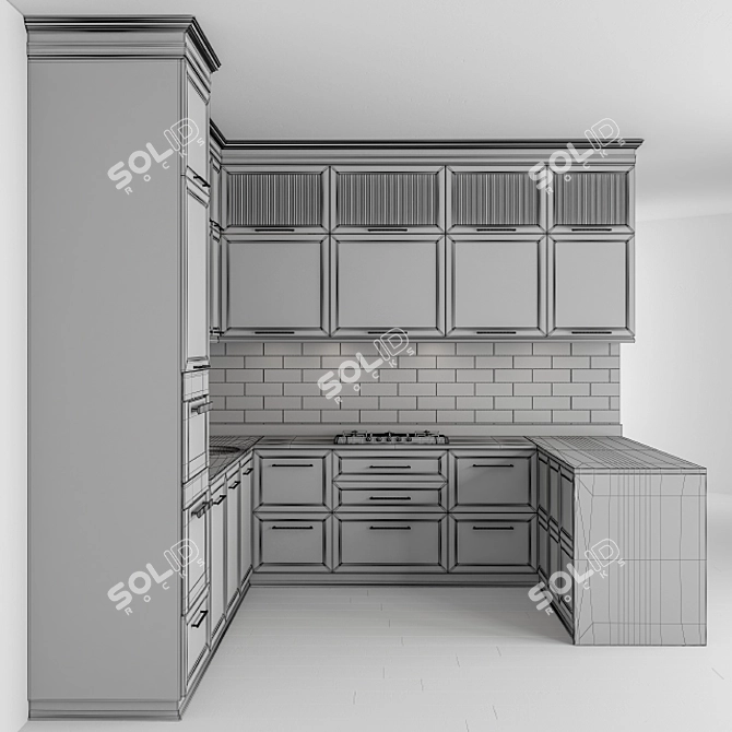 Modern White Kitchen Set 3D model image 5