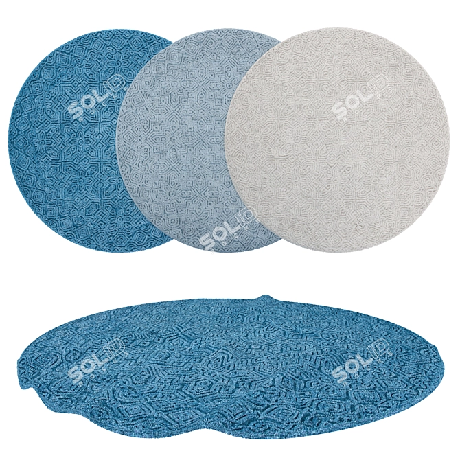 Title: Round Rugs Set with Various Textures 3D model image 1