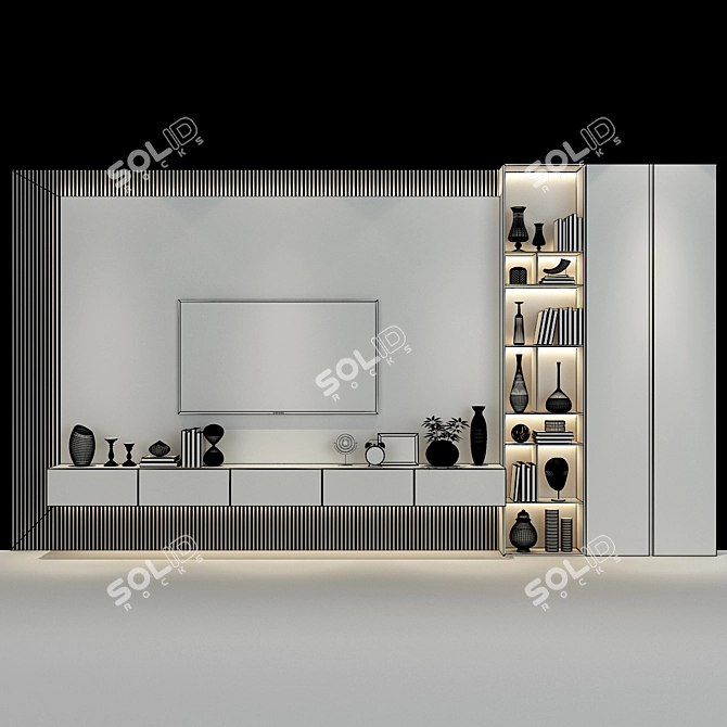 Sleek TV Wall Set 221 3D model image 2