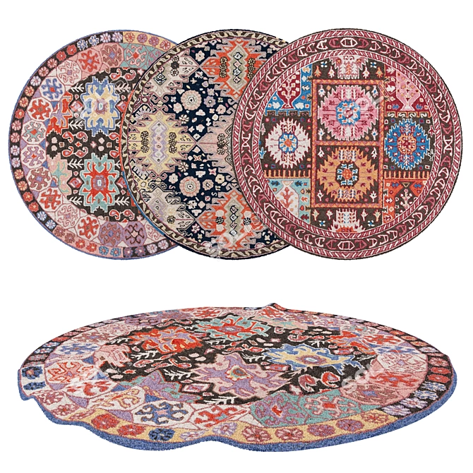 Title: Versatile Round Rugs Set 3D model image 1