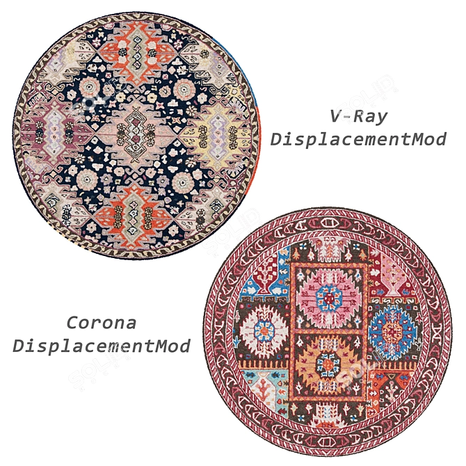 Title: Versatile Round Rugs Set 3D model image 2