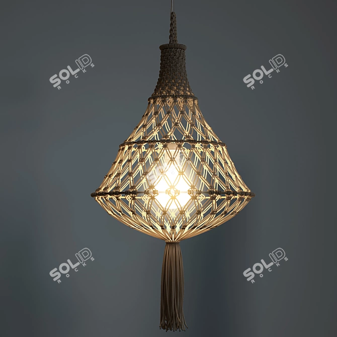 Bohemian Macrame Lampshade: Indila 3D model image 3