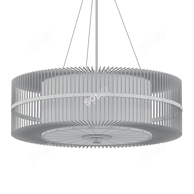 Japanese Bamboo Chandelier: Elegant Illumination. 3D model image 2