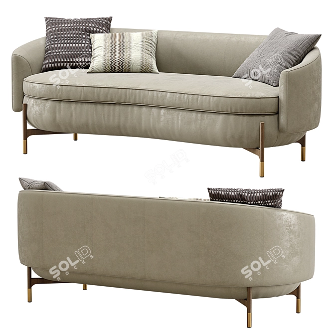 Sleek Leather Miami Sofa 3D model image 3
