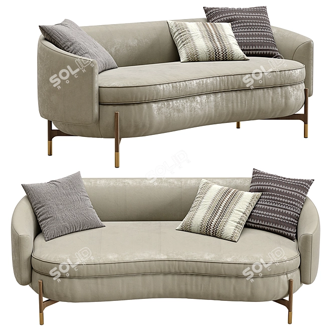 Sleek Leather Miami Sofa 3D model image 6