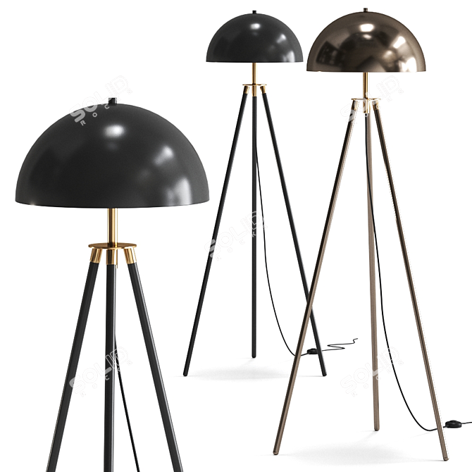 Modern Tripod Dome Floor Lamp 3D model image 1