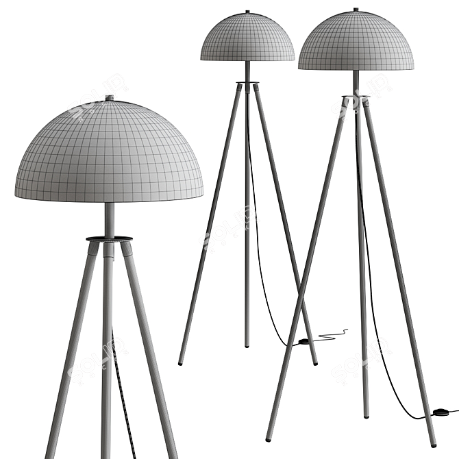 Modern Tripod Dome Floor Lamp 3D model image 2