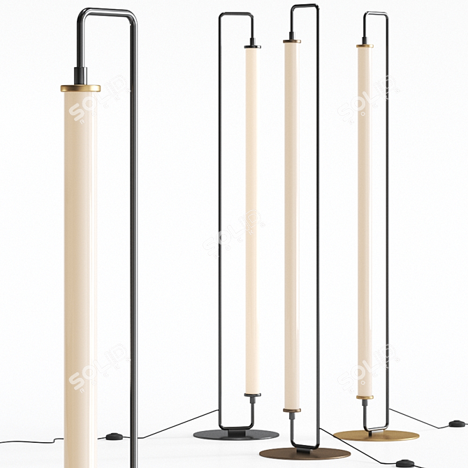 Sleek Metal Tube LED Floor Lamp 3D model image 1