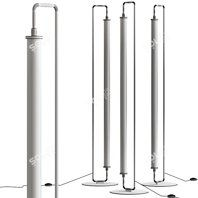 Sleek Metal Tube LED Floor Lamp 3D model image 2