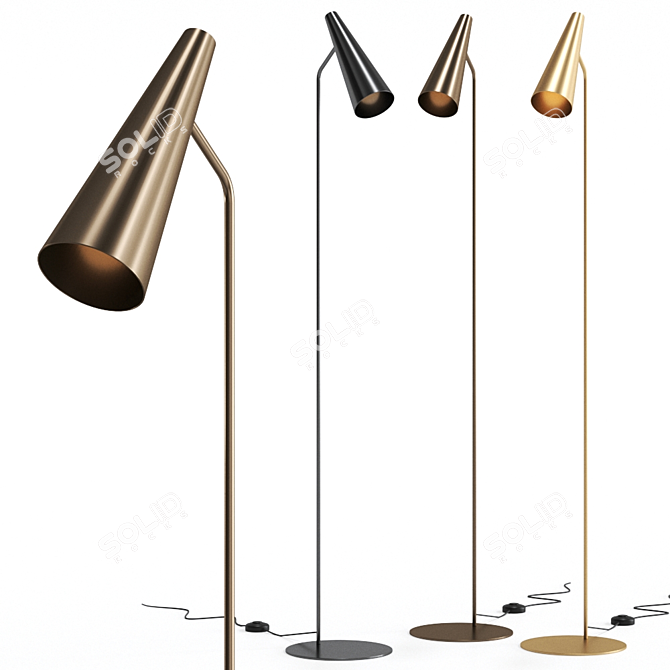 Sleek Cone Floor Lamp 3D model image 1