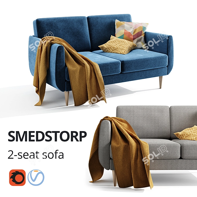 SMEDSTORP 2-Seater Sofa | 165x94x88 cm 3D model image 1