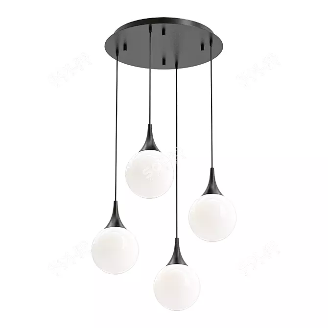 Elegant Dewdrop Pendant Chandelier 3D model image 1