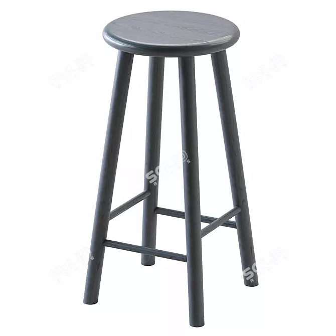 Minimalist Metal Barstool 3D model image 1