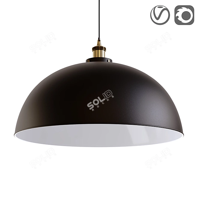 Elegant Metal and Brass Light Fixture 3D model image 1