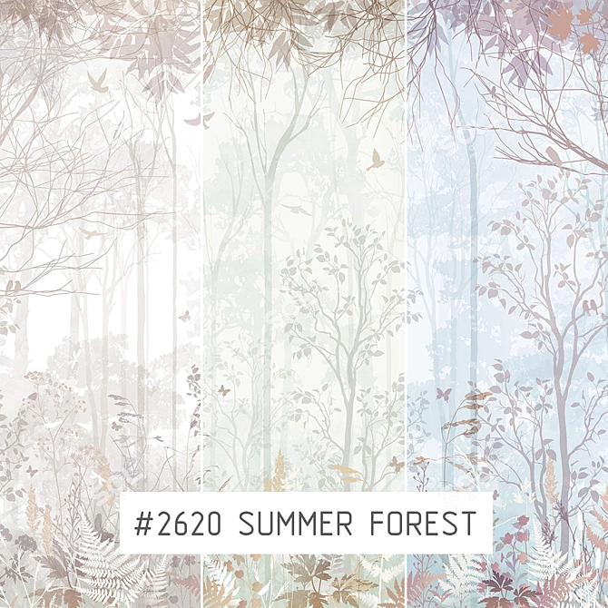 Enchanting Summer Forest Wallpaper 3D model image 1