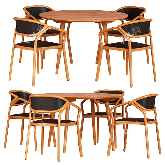 Elegant Boheme Chair and Table Set 3D model image 1