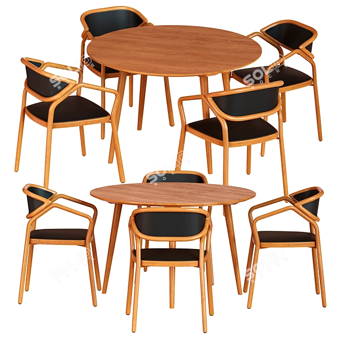 Elegant Boheme Chair and Table Set 3D model image 2