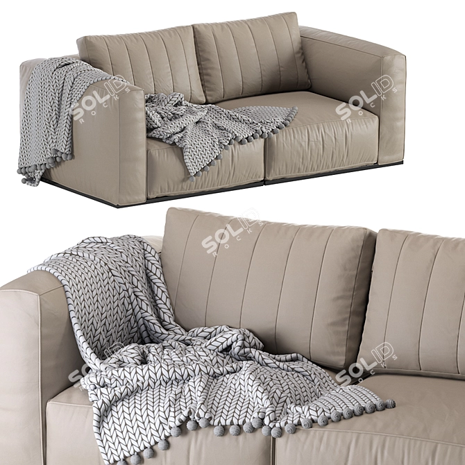 Contemporary Leather Modular Sofa 3D model image 5