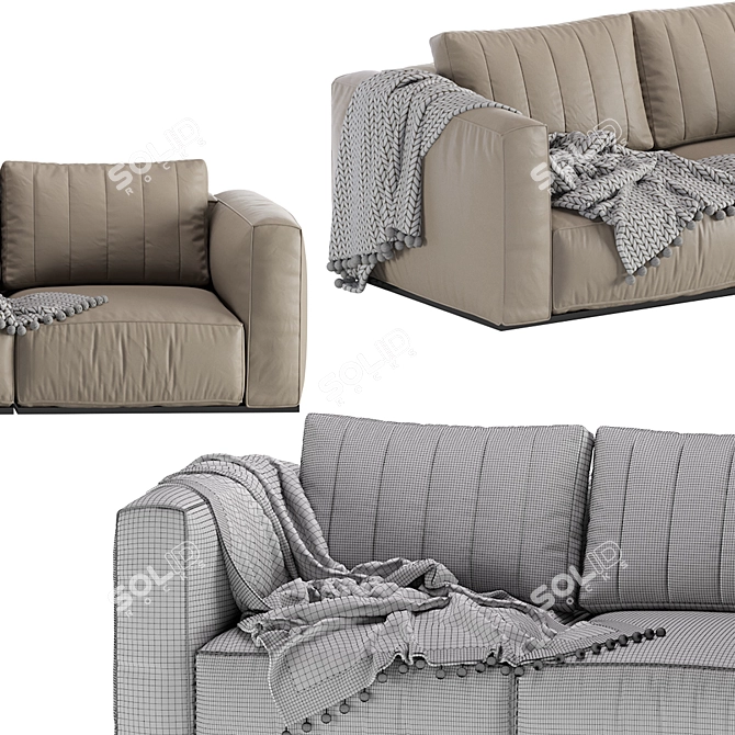 Contemporary Leather Modular Sofa 3D model image 7