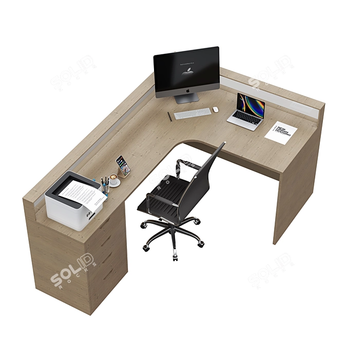 Modern Office Furniture Set 3D model image 2