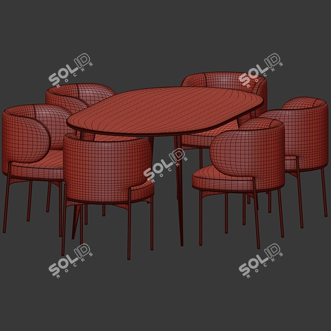 Modern 3D Dining Set 121 3D model image 3