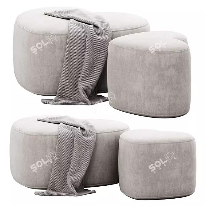 Cozy Heart Ottoman: Versatile and Stylish 3D model image 1