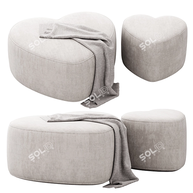 Cozy Heart Ottoman: Versatile and Stylish 3D model image 2