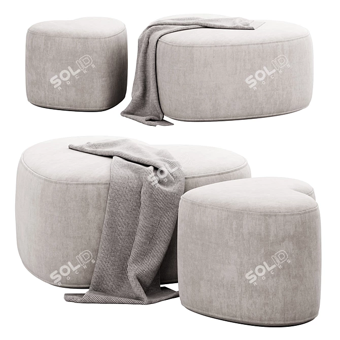 Cozy Heart Ottoman: Versatile and Stylish 3D model image 3