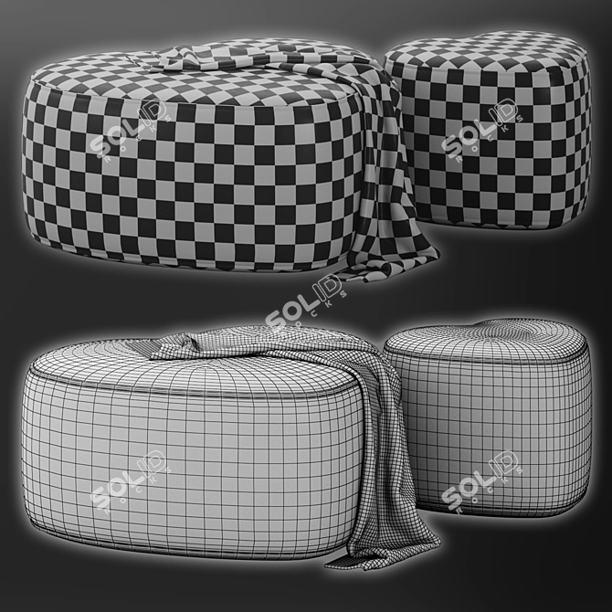 Cozy Heart Ottoman: Versatile and Stylish 3D model image 4