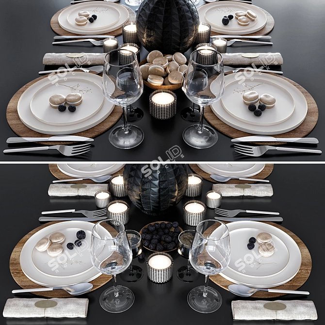 Modern Table Set with Poly Count: 1348064 3D model image 3