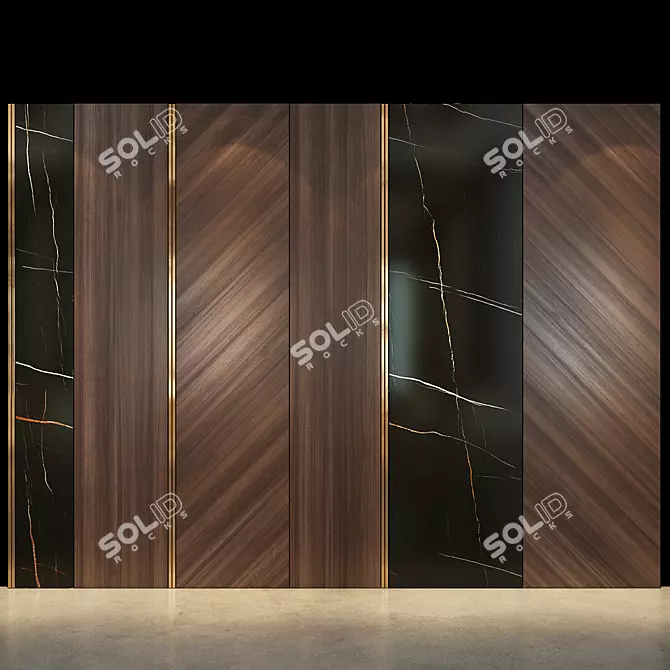 Modern Wood Wall Panel 51 3D model image 1