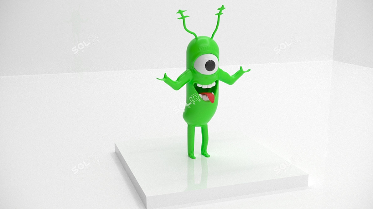 Cartoon Plankton Figurine: Detailed Model (3dsmax, obj) 3D model image 2