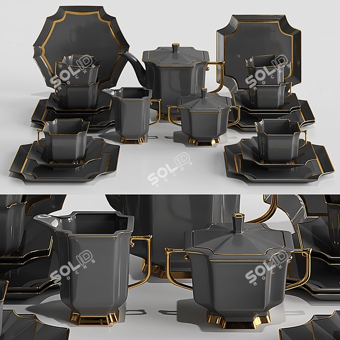 Elegant Tea Set 2015 3D model image 2