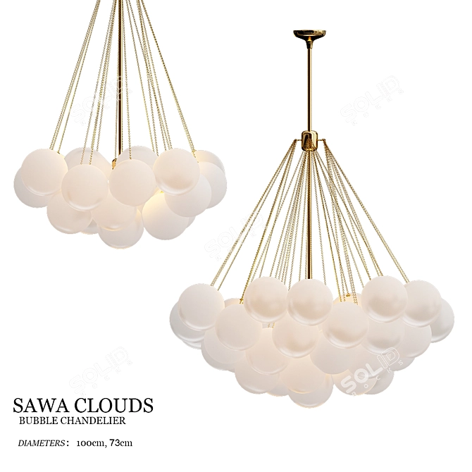 Elegant Cloud Chandeliers by Sawa 3D model image 1