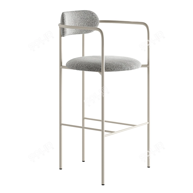 Versatile Metal and Fabric Bar Stool 3D model image 4