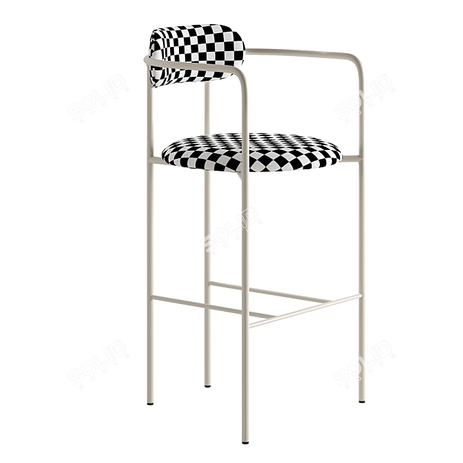 Versatile Metal and Fabric Bar Stool 3D model image 5