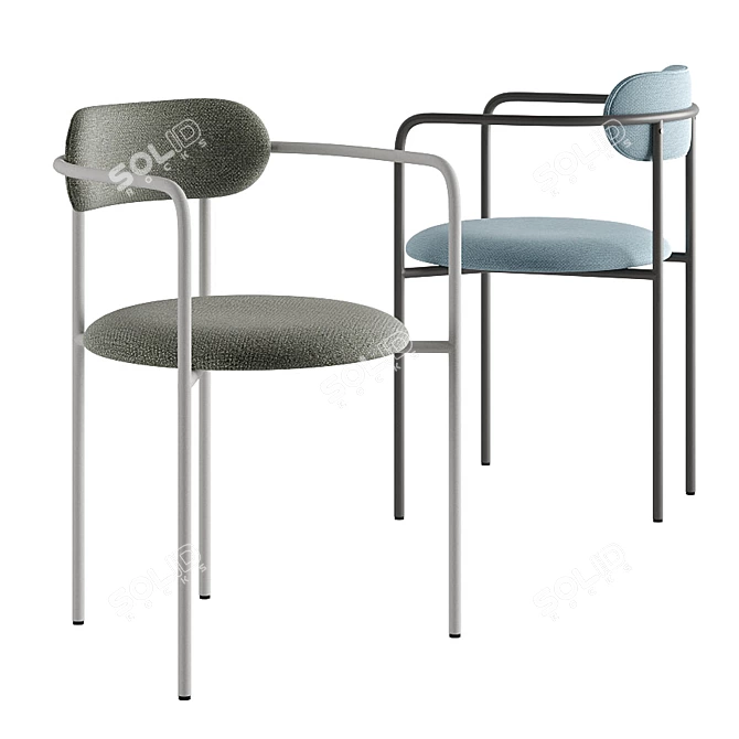 Metal and Fabric Armchair Stool 3D model image 1